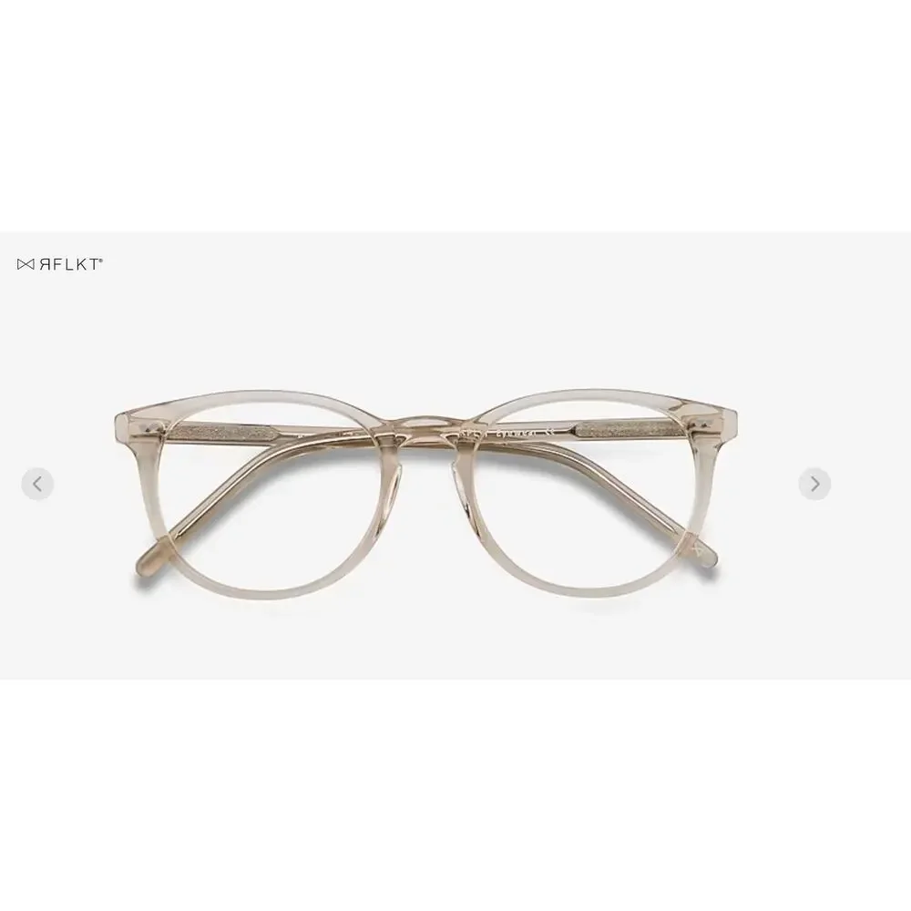 RFLKT Aura Eyeglass Frames Round Champagne Keyhole Acetate 50-19-140 Medium